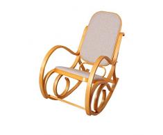 Mendler Schaukelstuhl Schwingsessel M41 aus Holz ~ Eiche, Stoff beige