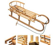 BambiniWelt Holzschlitten/Hörnerrodel mit RÜCKENLEHNE und Zugleine, aus Buchenholz, Kinderschlitten, 120cm