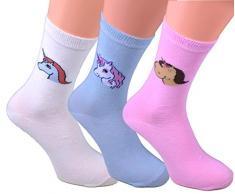 3 Paare Kinder Socken Einhörnern Gr. 23/26 Girl Girls Einhorn kniestrümpfe pink fluffy unicorns motiv socken damen unicorn geburtstag stofftier einhorn lustige socken geschenk baumwolle