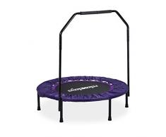 Relaxdays Trampolin faltbar mit Haltestange Indoor H x B x T: 113 x 102 x 102 cm Maximalbelastung: 120 kg schwarz-lila