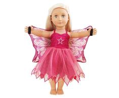 Dreamy Dress-Ups 71050 Doll Dress, Pink Fairy, Elf/Fee rosa, Puppenkleidchen mit Flügeln für 18”/46 cm Puppen (American Girl Doll, Our Generation, usw.)
