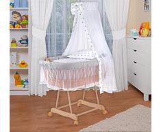 WALDIN Baby Stubenwagen-Set mit Ausstattung,XXL,Bollerwagen,komplett,9 Modelle wählbar,Stoffe grau/sterne grau