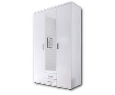 KARL Eleganter Kleiderschrank 3-türig mit viel Stauraum - Vielseitiger Drehtürenschrank in Weiß mit Spiegeltür - 120 x 195 x 55 cm (B/H/T)