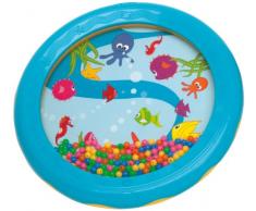 Musik für Kleine Meerestrommel Musikspielzeug für Kleinkinder und Babys ab 1 Jahr - 18 cm Durchmesser mit Fischapplikationen auch geeignet als Rassel, blau