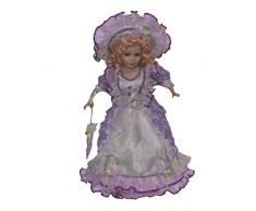 MagiDeal Porzellanpuppe Sammlerpuppe Weibliche Puppe Figur mit Hut und Kleid 40cm - Heller Lila
