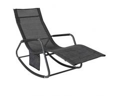 SoBuy OGS47-MS Schaukelliege Garten Sonnenliege mit Seitentasche Gartenliege Relaxstuhl Liegestuhl Schwingliege Schwarz/Grau bis 150 kg belastbar BHT ca: 143x85x57cm
