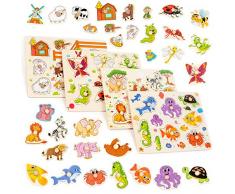 Set mit 4 bunten Holzpuzzle - Perfekt für Kinder im Vorschulalter - Hilft der frühen Erziehung & Intellektuellen Entwicklung