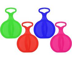 com-four® 4 Schneeflitzer, Schlitten mit Handgriff in bunten Farben [Auswahl variiert] (04 Stück - Free)