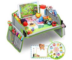 Lenbest Kinder Reisetisch, Riesenrad Hintergrund Knietablett Reisetisch und Faltbare Einstellbar Esstisch Spieltisch, mit Bonus für 1 Maltafel Zaubertafeln und 1 Löschbarer Stift