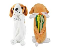 Suneast Cartoon Plüsch Hund Federmäppchen Niedlichen Mäppchen Single Fach Federtasche mit Reißverschlüss und Schnalle Stifte Etui Kosmetiktasche für Schule Büro Schulbedarf - Stil 3