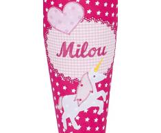 Schultüte aus Stoff mit Namen, Motiv Einhorn