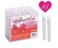 WOMA Seifenblasen Hochzeit Set Love Edition - 48 & 96 Stück Sets mit süßem Herzgriff für Verlobung & Hochzeit - Wunderschöne Hochzeitsdeko & Wedding Decoration