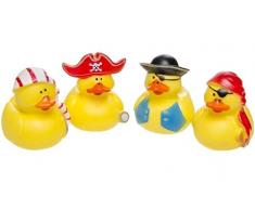 Schnooridoo 4 x Pirat Badeenten Duck Piraten Seeräuber Gummiente Ente Badewanne Spielzeug Kinder Pool
