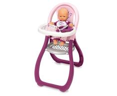 Smoby Baby Nurse Puppenhochstuhl Puppenstuhl mit Teller und Löffel, Puppen-Zubehör für Puppen bis 42 cm für Kinder ab 18 Monaten, rosa, lila