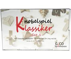 GICO Knobelspiel Klassiker Sets - 8 Geschicklichkeitsspiele in Geschenkverpackung - incl. Lösung (Set 1)