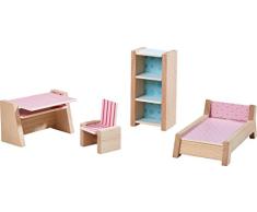 HABA 303841 - Little Friends – Puppenhaus-Möbel Jugendzimmer | Mit Bett, Schreibtisch, Stuhl und Regal | Passend für alle Little Friends-Puppenhäuser