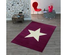 Hochwertiger Teppich Sternteppich / Teppich / Stern Teppich / hochwertiger Jugendteppich - Teppich - Wohnzimmerteppich - Wohnzimmer Teppich - Läufer - 140 x 200 cm - Stern - Stars - lila - - beiger Stern - Dieses Highlight der