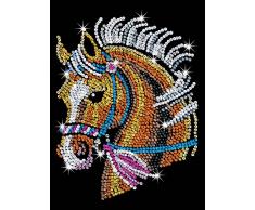 MAMMUT 8041517 - Sequin Art Paillettenbild Pferd, Steckbild, Bastelset mit Styropor-Rahmen, samtige Bildvorlage, Pailletten, Steckstiften, Anleitung, für Kinder ab 8 Jahre