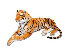 TE-Trend XXL Tiger Raubtier lebensechtes Deko Plüschtier Kuscheltier Plüschtiger Stofftier 220 cm groß braun liegend