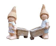 Qazxsw Puppe Handwerk/Villa Garten Cartoon Wagen Blumentopf/im Freien Garten-Kindergarten Skulptur Landschaft Dekoration Ornamente,Beige