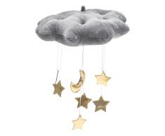 WINOMO Baby Decken Mobile Hängende Wolken Dekorationen Mond und Sterne Garland für Kinderzimmer Baby Dusche (Grau)