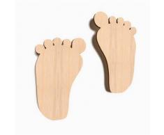 CS Ltd W45 Bastelfigur/Holzfigur, Modell Babyfußabdruck, naturbelassen, klein, 30 Stück