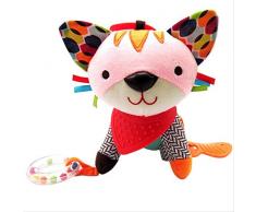 CNEDYTMD Bett h?ngende Rasseln Bei?Ring Sichere Krippe dreht Sich um Kinderwagen Anh?nger Tier, Kong weiche Plüschpuppe, Neugeborene Komfortpuppe, rosa