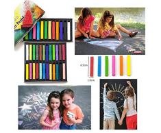 BESSKY Kinder Straßenkreide Tafelkreide Malkreide Wandkreide Schulkreide Kreidestangen Kreide Set Kinder Kreide zum Malen auf der Straße (24PCS)