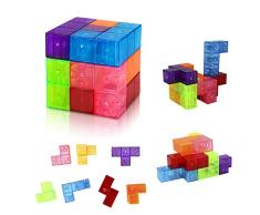 welltop Magnetische Bausteine Würfel Magnetische Steine für Kinder mit 7 Smarte Teile Puzzles 3D Gehirn Training Intelligenz Stressabbau Spielzeug Spiele Quadratische Magnete Würfel (7 Stücke)