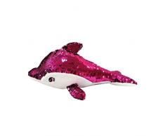 Bascar Delphin Puppen Plüsch Spielzeug, Reversible Pailletten Plüsch Delphin Kissen Weiche Stofftier Puppe Kinder Spielzeug Geschenke Plüschtier Süß Spielzeug Schönes (Rot)