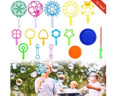 UMHeLL Seifenblasen Set und Seifenblasenschwert für Hochzeit und Kinder, 16 Stück Seifenblasenstäbe Multibubbler für Sommerfest,Outdoor aktivitäten, Hochzeit Decoration [Kein Seifenblasenflüssigkeit]