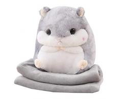 JRXyDfxn 1Pcs Hamster Plushed Kissen Netter Hamster Dekorative Dekokissen Decke Kuscheltier Spielzeug Kissen Mit Handwärmer Für Heim Grau