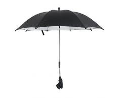IntiPal Universal Kinderwagenschirm Sonnenschirm Regenschirm für Kinderwagen & Buggy (UV Schutz 50+, Durchmesser ca. 75 cm)-Schwarz