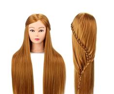 Übungskopf Frisierkopf Neverland Trainingsköpfe für Friseure 30 Frisurenkopf Synthetische Haare Puppenkopf Modell Mannequin Kopf Schulungsleiter Friseurpraxis Schaufensterpuppe Puppe mit Halter