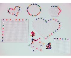 Unbekannt Stift-Platten-Set transparent für Bügelperlen, 7-TLG.