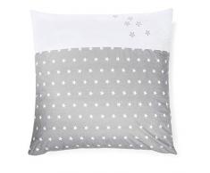Amilian Kissenhülle Kissenbezug Zierkissenbezug Kopfkissenbezug Bettdeckenbezug Kinderwagendecke 80x80 für Dekokissen Sofakissen Kissen Deko Reißverschluss Kinder Baby Sternchen Grau MIT STICKEREI