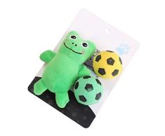 Pet Kauen-Spielzeug, 3Pcs Haustier-Katzen-Kätzchen Frosch Bär Plüsch-Puppe Fußball Interactive Scratch Play-Spielzeug-beste for Katze, Welpen und Small Medium Hunde Erhöht IQ perfekten Training Zahn S