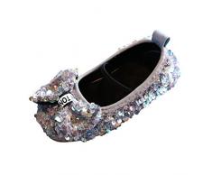 Jfhrfged Mädchenschuhe Bowknot Paillettes Prinzessin Singola Baby-Bett Frühling Eleganti Ballerine Dancers Shoes für Kinder, Grigio, 2.5-3 anni