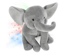 INNObeta Elefant Kuscheltier Led Sternenhimmel Projektor für Kinder, Baby Nachtlicht Elefant Plüschelefant Sternenlicht Elphy Grau