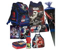 Star Wars 9 TLG. Schulranzen RANZEN Episode 7 SCHULTÜTE 85 cm Tornister Malschürze Rucksack Tasche Set + Sticker von Kids4shop