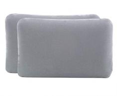 Kissenbezug Doppelpack (2er Set, Hellgrau uni) für Reisekissen oder Kinderkissen mit den Maßen 40x25 cm, speziell für VOLAR – 100% Baumwolle, nahtlos gestrickt, guter Fit, mit Reißverschluss