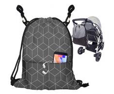 Kinderwagen Organizer Buggy Tasche Baby Wickeltasche Trolley Kinderwagentasche mit Befestigungshaken Modische Universal Turnbeutel Organizer Für Mutter Würfel [075]