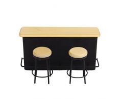 SODIAL(R) 1/12 Puppenhaus Miniatur Bar Moebel Tisch und 2 Stuehle