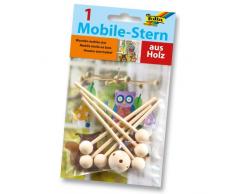 folia 2280 - Mobile Stern aus Holz, 6 armig, zum Zusammenstecken, mit Metallhaken zum Aufhängen, Durchmesser ca. 22 cm, ideal für selbstgestaltete Mobiles