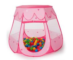 TecTake® Kinderspielzelt Pop Up Spielhaus Kinderzelt mit Bällebad 100 Bälle + Tasche pink