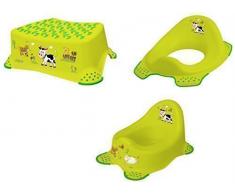 3er Set Funny Farm grasgrün Topf + WC Aufsatz + Hocker Toilettentrainer