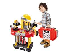 Toy Chois 82 Stück Werkzeug Kinder, Kinderwerkzeugsätze Werkbank für Jungen Spielzeugsets, Kinder DIY Arbeitssatz Set Werkzeugspielsets 2 3 4 Jahre alte Werkzeugsätze