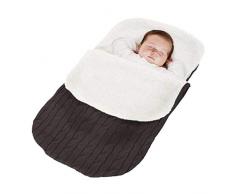 Minetom Fußsack Kinderwagen Baby Schlafsack Strickend Winter Buggy Babyschale Winterfußsack Dunkelgrau 38 * 68 cm