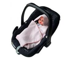BABEES Einschlagdecke Kapuze Waffelstoff Baumwolle Waffelpiqué für Babyschale Autositz, Universal z.B. Maxi-Cosi Römer Cybex, Frühling Sommer Baby Decke für Kinderwagen Babytragen leicht (ROSA)