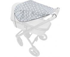 Priebes Sonnensegel Florence de lux | Sonnendach mit Seitenschutz | Universal Sonnenschutz | Sonnensegel für Kinderwagen Buggy Sportwagen | 100% Baumwolle | Made in EU, Design:polka grau